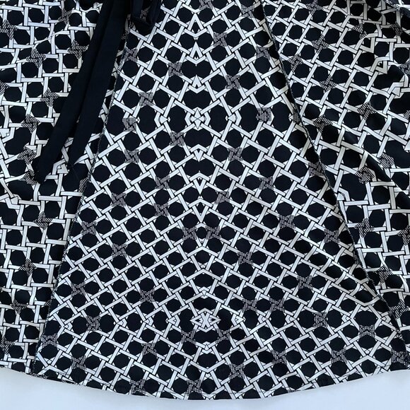 Haani Fit and Flare Panel Dress with Belt. Black & White. PXL Plus Size - Picture 8 of 11